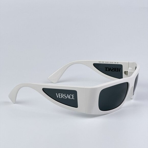 Versace VE4482 314/87 BRAND NEW Sunglasses White Dark Grey Rectangular Unisex - Picture 7 of 11